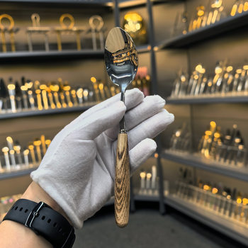 New Amazon Wooden Handle Knife, Fork and Spoon Tableware Set Ins Portable Outdoor Tableware Stainless Steel Western Steak Knife