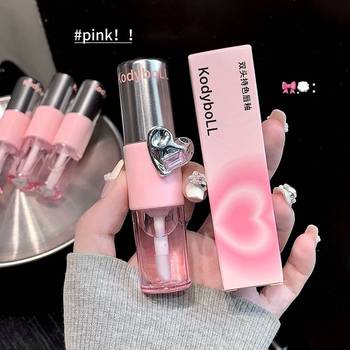 Kodyboll Double-Ended Color-Holding Lip Glaze Matte Mirror Lip Glaze Brightens Korean Lip Makeup Pouty Lips Student Party Lip Oil