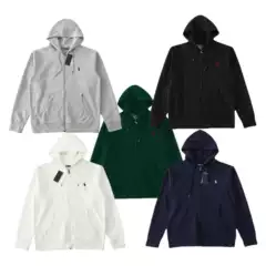 Cross-Border Raff Sweatshirt with Zipper, Unisex, Terry Fabric, Small Horse Logo Embroidery, Hooded Sweatshirt, Sports Casual Cardigan Jacket