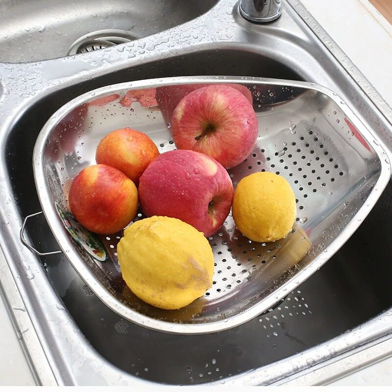 High-Quality Stainless Steel Colander, Non-Magnetic, Household Fruit and Vegetable Draining Basket, Multi-Purpose for Washing and Drying Vegetables, Large Kitchen with Fine Holes