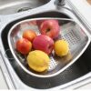 High-Quality Stainless Steel Colander, Non-Magnetic, Household Fruit and Vegetable Draining Basket, Multi-Purpose for Washing and Drying Vegetables, Large Kitchen with Fine Holes