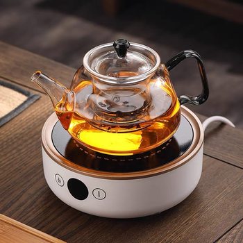 Glass Flower Teapot Household Brewing Pot Electric Ceramic Stove Heating Kettle Flower Teapot suit Afternoon Tea Glass Tea Set
