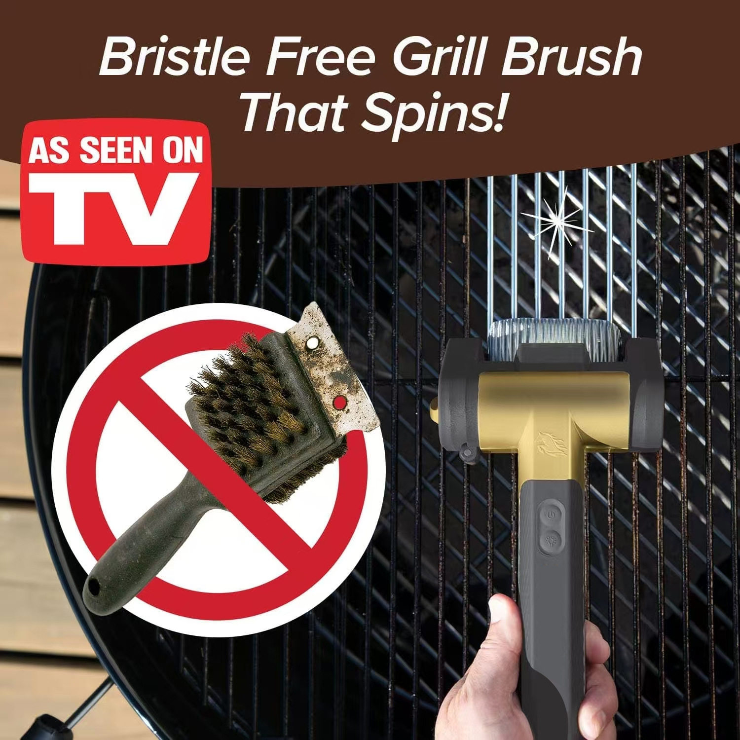 2025 Cross-Border Hot Product 304 Stainless Steel Roller Barbecue Brush with Led Light Brushless Food Grade Removal Brush