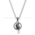 Round swan white gold necklace