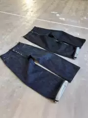 American Retro Raw Denim Scimitar Jeans for Men, Autumn Trendy Niche Cleanfit Loose Versatile Wide-Leg Pants