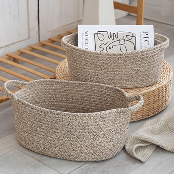 Large Cotton Rope Woven Storage Basket for Household Items, Laundry Basket, Dirty Clothes Basket, Storage Basket, Foldable Storage Basket