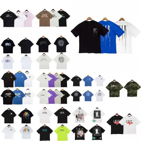 2023 New @ MIRI High Version Short Sleeve Printed Letter Clothes Men's T-Shirt Trendy Brand Reengraved Hip Hop Loose Summer