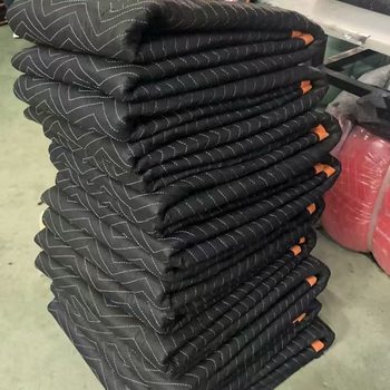 Retail Factory Direct Shipping Packaging Protective Blanket for Moving (Non-Woven Double-Sided Black and Orange Edging)
