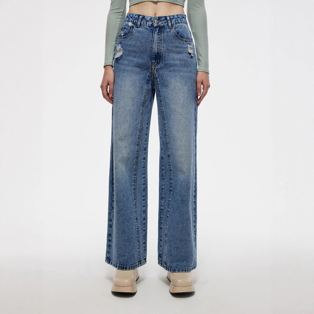 Wide Leg Vintage Denim Trousers Womens Autumn Fashion Casual Wear Wholesale Available OEM ODM service