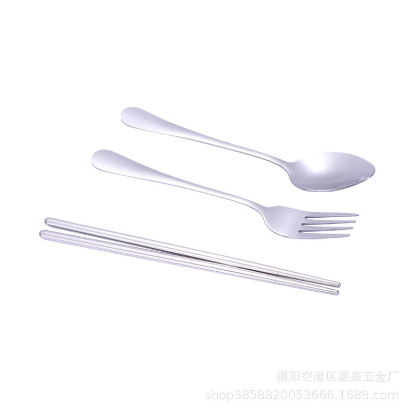 Portable Gift Box Chopsticks, Fork and Spoon Three-Piece Set Stainless Steel Cutlery Set Gift Box Spoon Set Logo