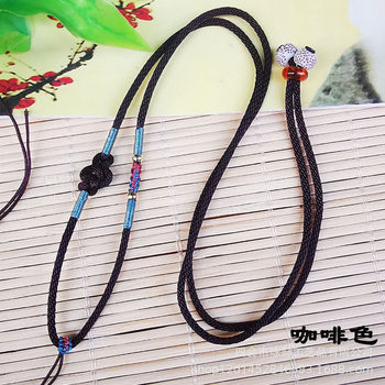New auspicious knot DIY hand woven 2mm corn necklace rope wholesale crystal cinnabar jade pendant lanyard