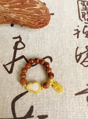 新中式天然和田玉戒指女指环沉香竹节尾戒文玩汉服国风配饰念珠禅