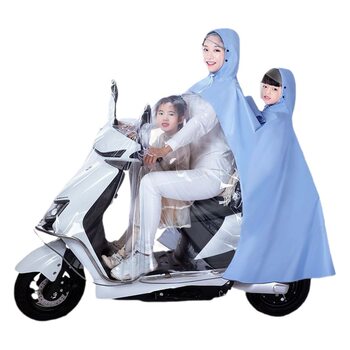 Parent-child electric car raincoat extra-large thickened three-person line mother-child raincoat female whole body rainproof factory wholesale