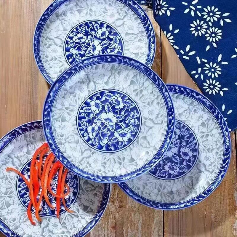 Blue and White Porcelain Plate, Household Ceramic Dish, Large Dish for Vegetables, Soup, or Rice, Universal Tableware, Light Luxury