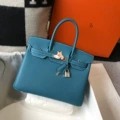 Denim blue silver buckle