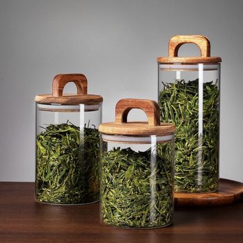 Tea Jar Glass Sealed Jar Coffee Bean Preservation Jar Bulk Tea Storage Jar Display Jar Scented Tea Pericarpion Jar
