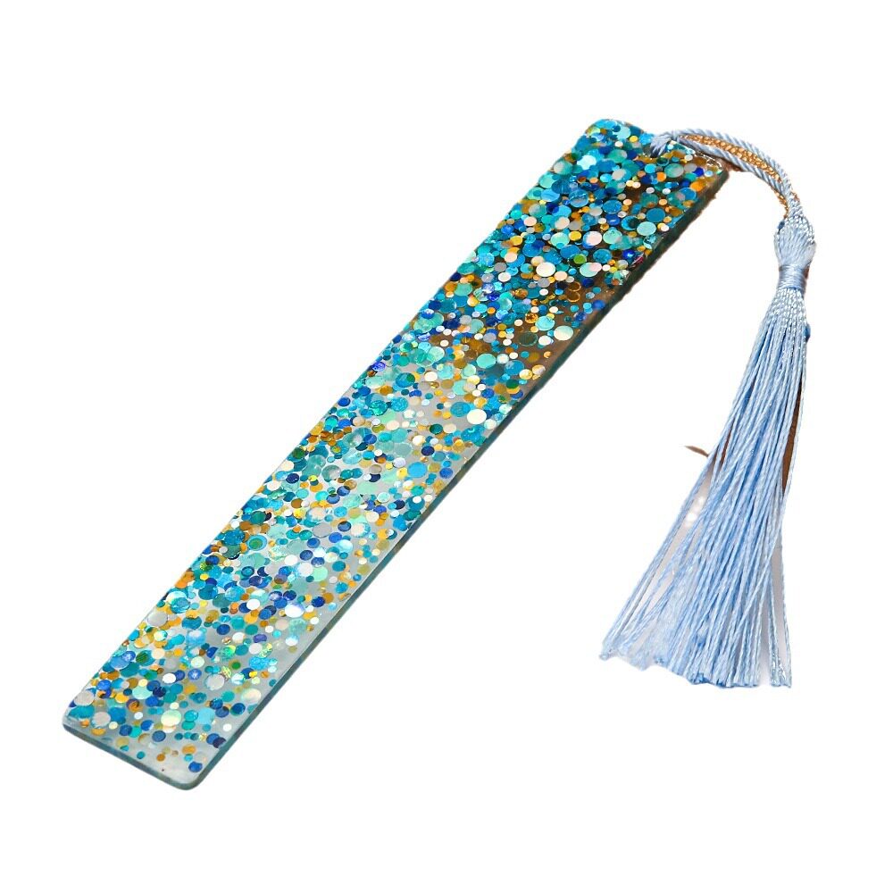 Cross-border New Creative Shiny Crystal Rectangular Bookmark Handmade DIY Transparent Acrylic Tassel Bookmark