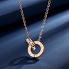 All-Over Titanium Steel Electroplating 18K Roman Numeral Double Ring Necklace Accessible Luxury Niche Titanium Steel Clavicle Chain Pendant Factory Price