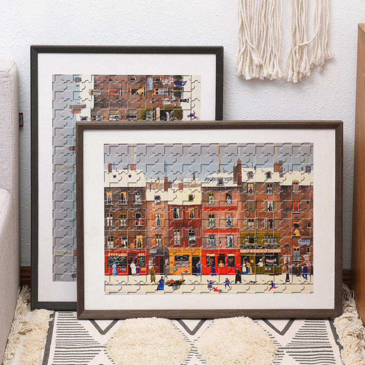 New Chinese style solid wood photo frame 28 large size wall-mounted walnut 500 pieces 1000 puzzle frame wooden photo frame wholesale