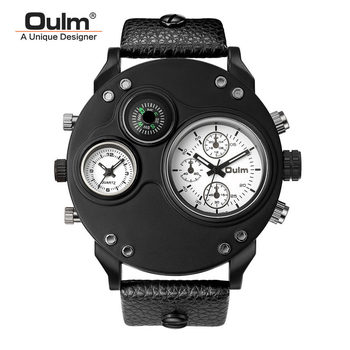 Foreign trade explosions men's large dial multi-function compass punk style double movement business men's quartz watch wholesale