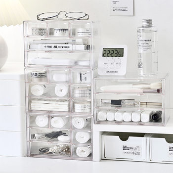 Transparent Panax Notoginseng Grids Dust-Proof Drawer-Type Storage Box Stationery Jewelry Seven-Square Grids Cosmetics Storage Rack