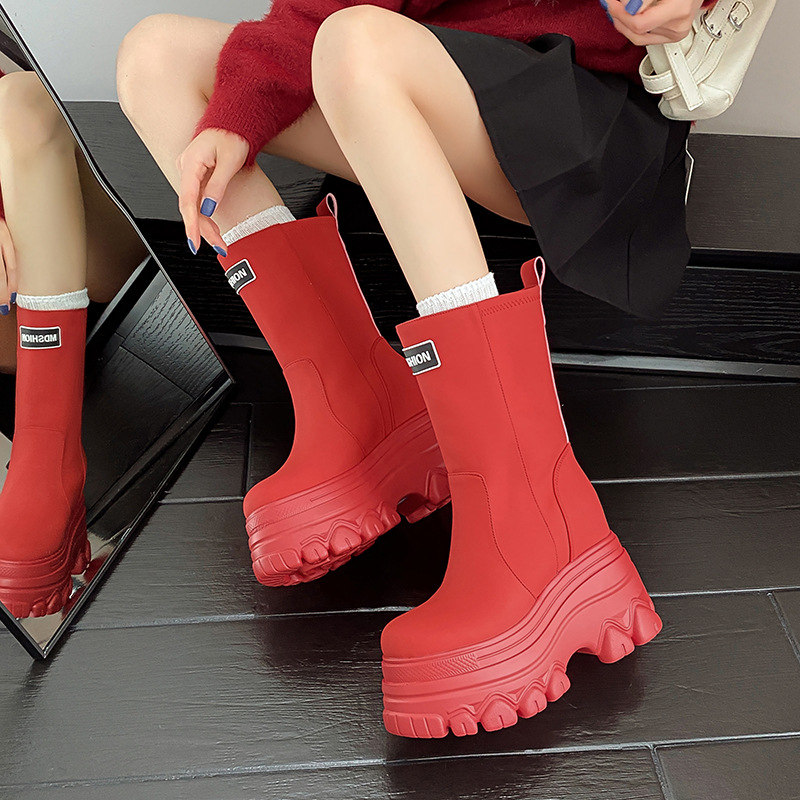 Boot Cổ Thấp Nữ Cao 12cm Tăng Chiều Cao Đế Cao