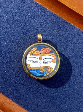 尼泊尔手绘唐卡佛眼嘎乌盒设计感毛衣链春夏吊坠饰品西藏拉萨