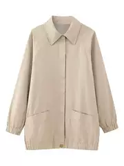 2025 Spring and Autumn New Women's Fashion Stylish Versatile Simple Design Mid-Length Bomber Jacket