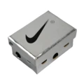 Small box-silver black hook; just small shoe box, not containing small shoes