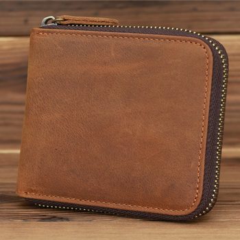 9039 Cross-Border Dropshipping Trendy Brand Men's Wallet First Layer Cowhide Coin Bag Zipper Wallet Horizontal Multi-Functional Wallet