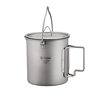 Outdoor Pure Titanium Cup Hanging Pot Foldableing Handle Travel Camping Pot Single Lunch Box with Lid 750ml Instant Noodles Lightweight