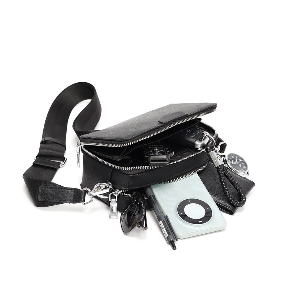 2024 New Korean Style Casual Men's Shoulder Bag Street Fashionable Small Satchel Horizontal Youth Small Backpack Fashionable Bag Batch