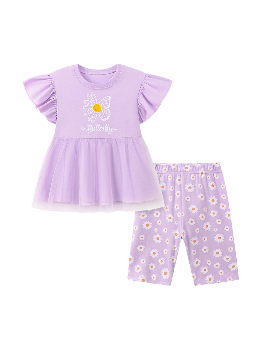 Kids' Clothing Factory Wholesale, Cute Summer Short-sleeve Girls' Set, [Style] Stylish Kids' Outfit