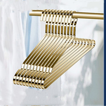 ✅ Cross-Border Golden Flat Clothes Hanger, Household Thickened and Reinforced Drying Rack, Clothes Drying Rack with Hooks
