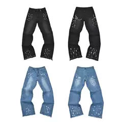 Correct Version of Ga Hand-Painted Splatter Ink Patchwork Drawstring High Street Casual Sweatpants Flared Long Pants for Men and Women