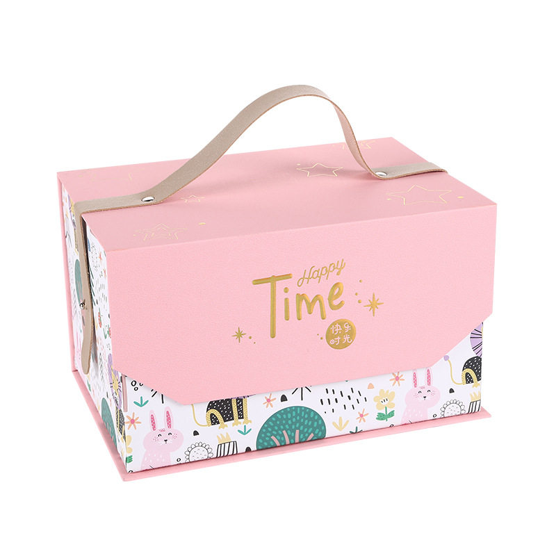 Creative Thickened Hot Stamping Cardboard Printed Flip-Top Gift Box Large Capacity Kidsren's Birthday Holiday Gift Packaging Box
