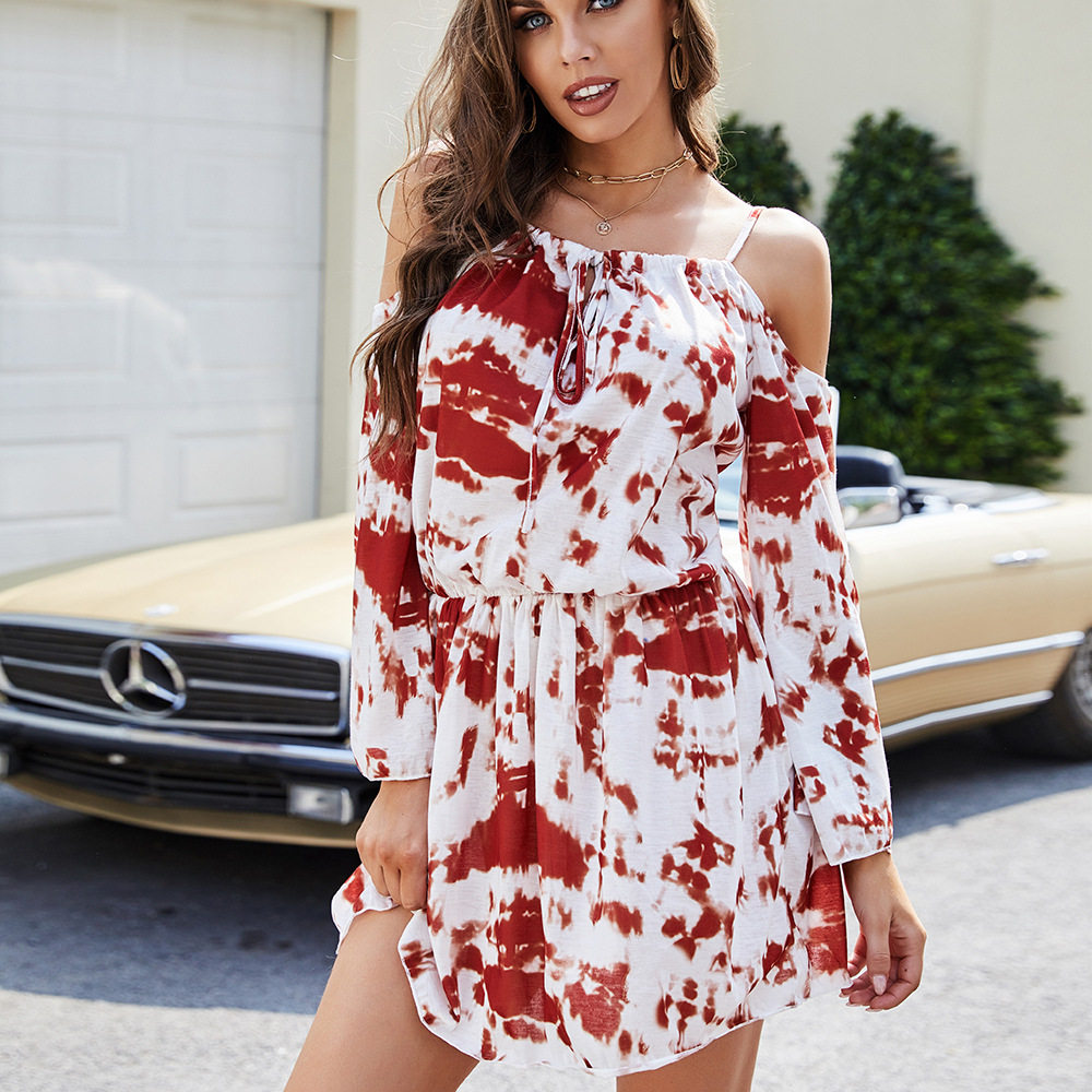 Tie Dye Print A Line Dress Adjustable Straps Elastic Waist Casual Style Perfect for Spring Summer Vacations