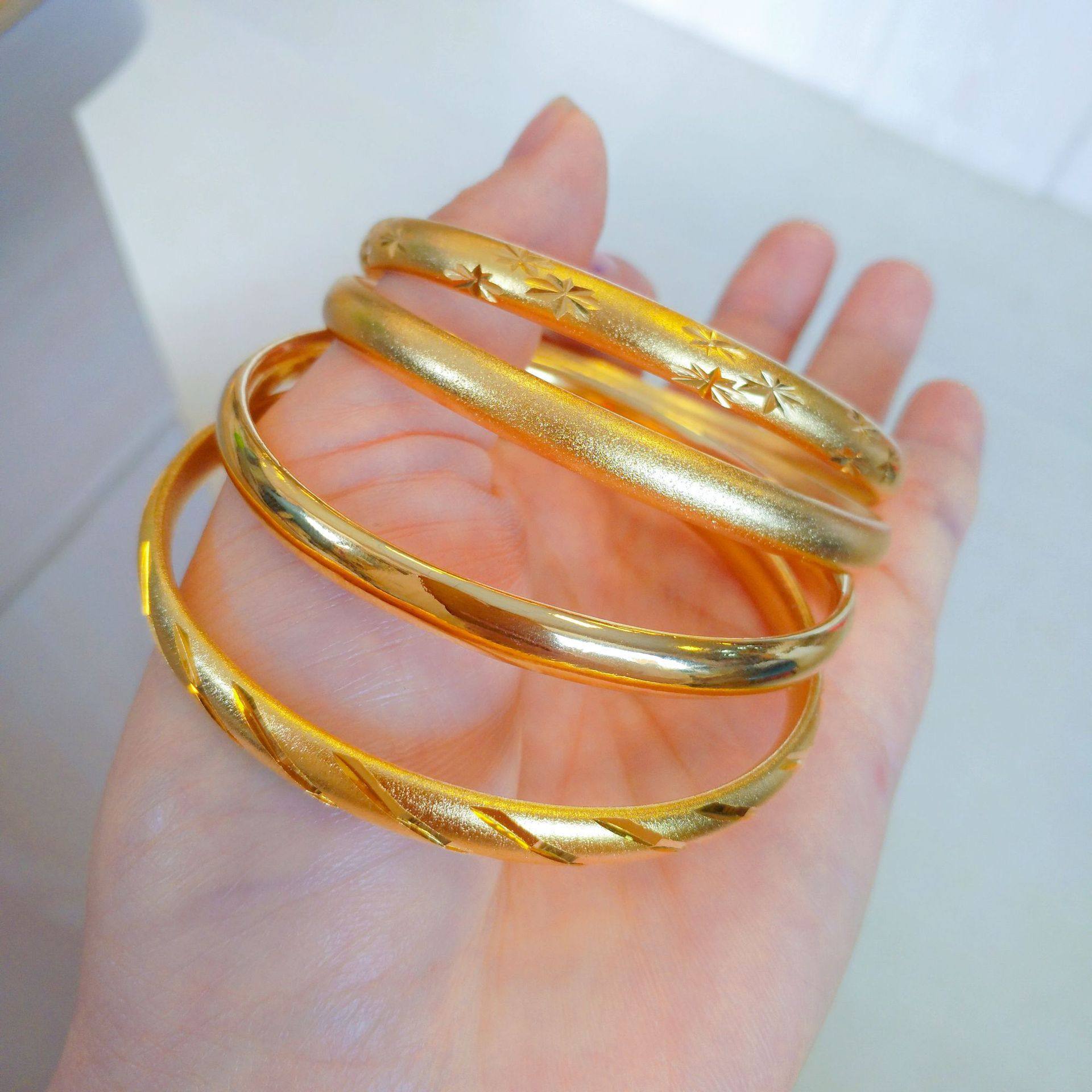 Vietnam sand gold ancient law closed bracelet meteor shower bracelet copper gold-plated imitation gold women's temperament jewelry wholesale