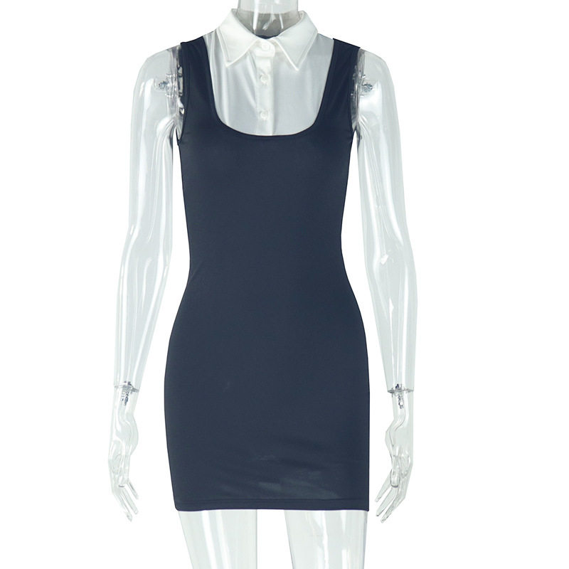 Elegant Color Block Bodycon Dress Sleeveless V Neck Short Length Perfect for Parties and Events Wholesale Available