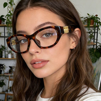 2025 New Miaojia Nerd Glasses Retro Optical Frame Tortoiseshell Flat Mirror Anti-Blue Light Women's Glasses