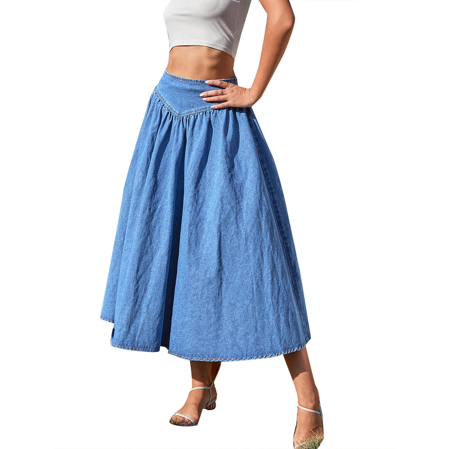 A Line Denim Skirt for Women Trendy Design Comfortable Fit Versatile Style Perfect for Casual Outings Wholesale