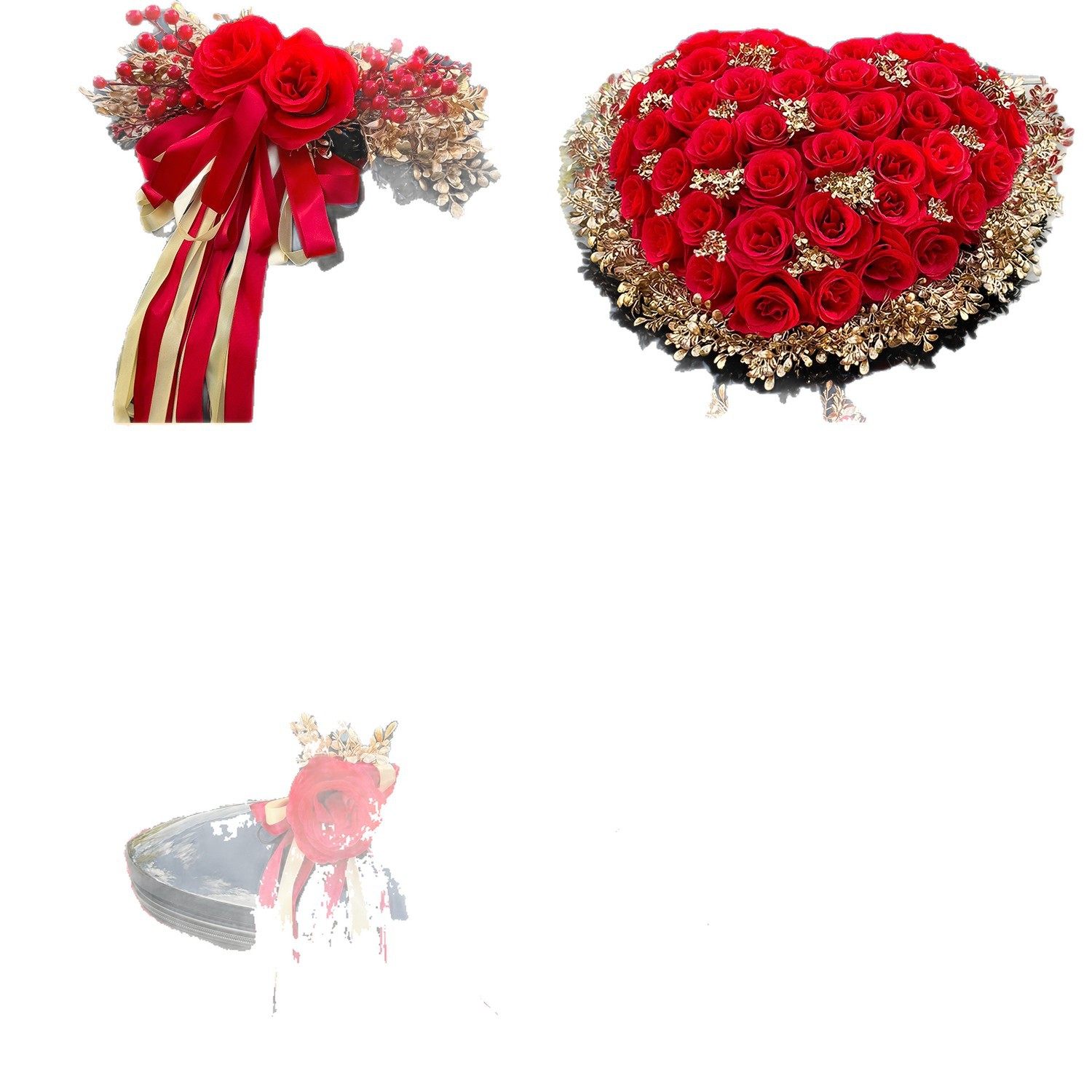 Full Set of Wedding Car Decorations, Flower Garlands, Wedding Car Roof Crown, Head Car Flowers 2025 Flowers