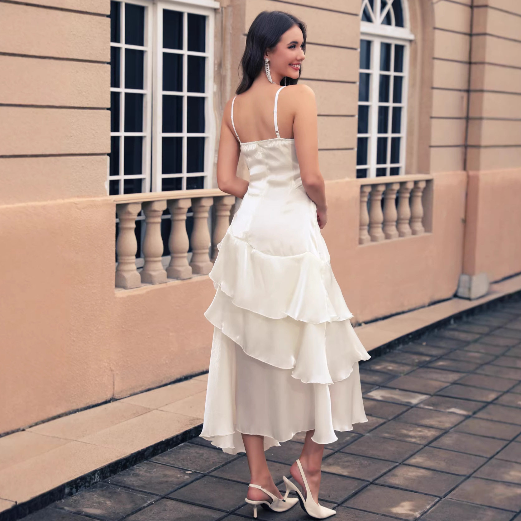 Elegant French Style Womens Maxi Dress Sweet Aesthetic Spaghetti Straps Perfect for Parties and Celebrations