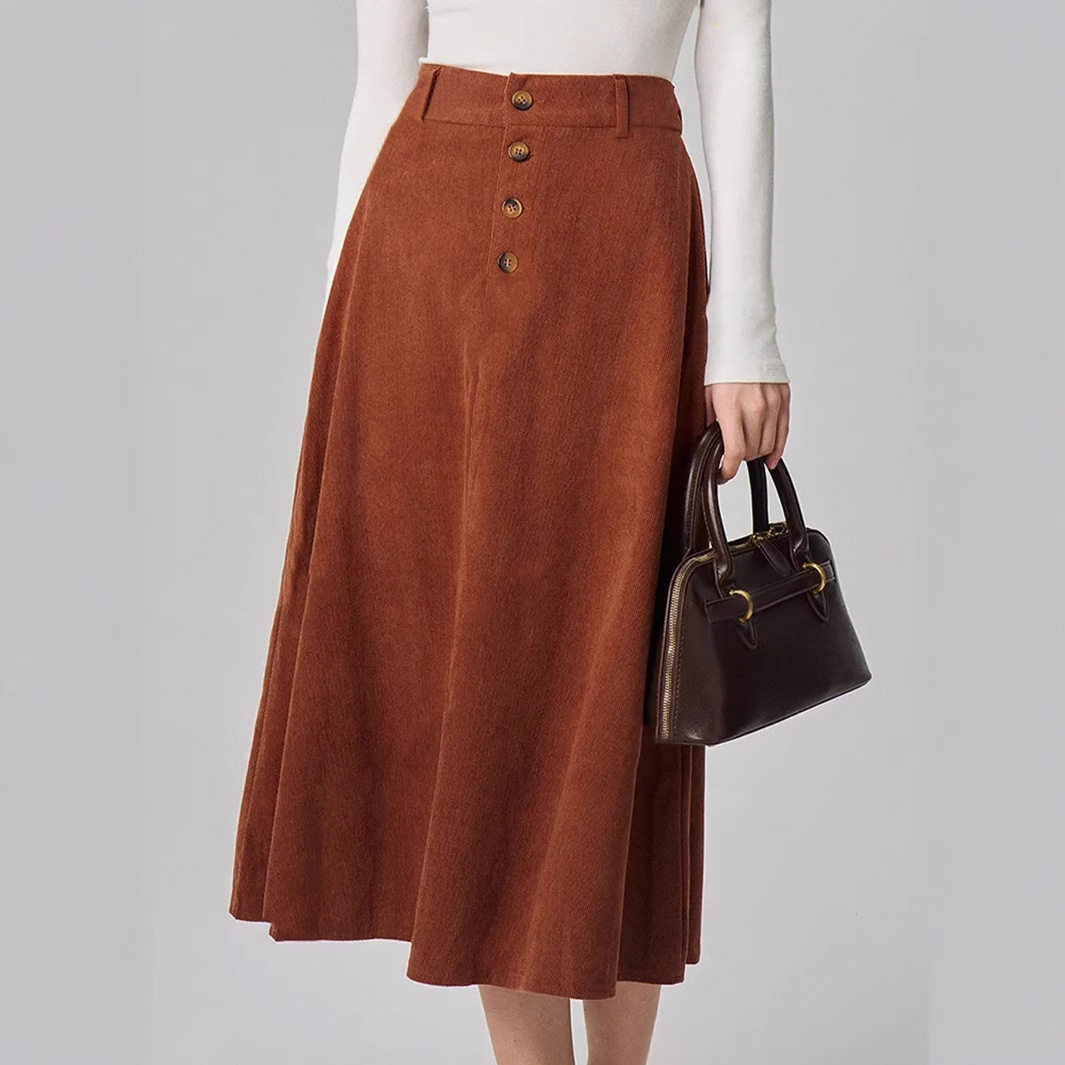 High Waisted Vintage Skirt Elegant Versatile Retro Style Perfect for Casual or Formal Occasions Wholesale Available