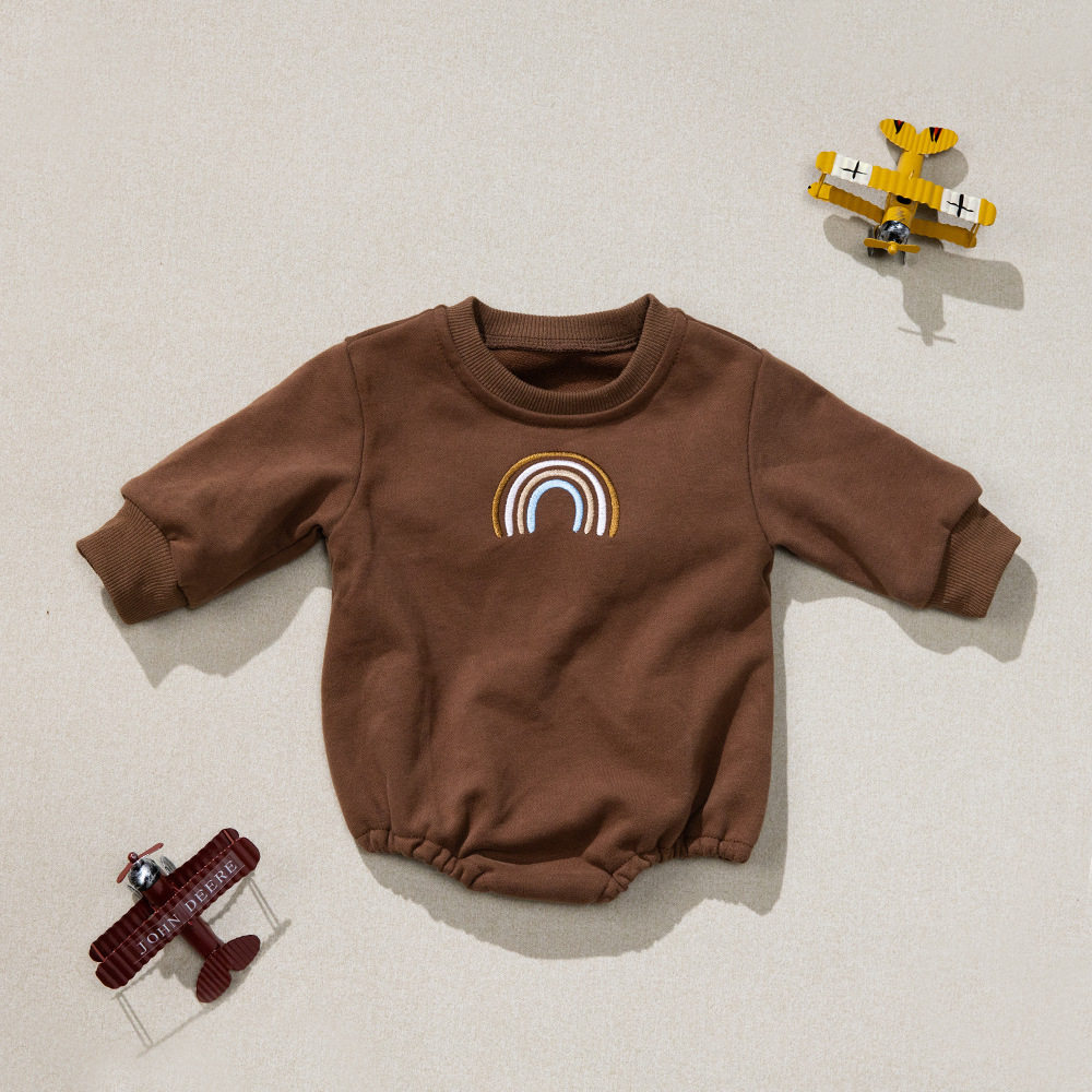 Spring and Autumn New Children's Clothes Newborn Clothes Class a One-piece Clothes Long-sleeved Rainbow Hassel Climbing Clothes Home Clothes