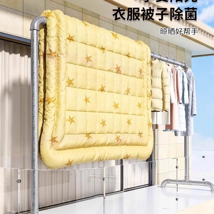 Steel Pipe Clothes Drying Rack for Home Use, Suitable for Hanging Clothes and Drying Quilts on the Balcony, Outdoor Clothes Drying Rod, Galvanized Single Rod Water Pipe