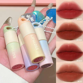 MANSLY Silky Matte Lip Mud with Pendant Velvet Fog Surface White High Color Value Student's Daily Lipstick Plain