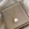 Diamond Cut Out Geometric Pearl Necklace Japanese and Korean Ins Style Fashion Stylish Retro Imitation Baroque Clavicle Chain for Women
