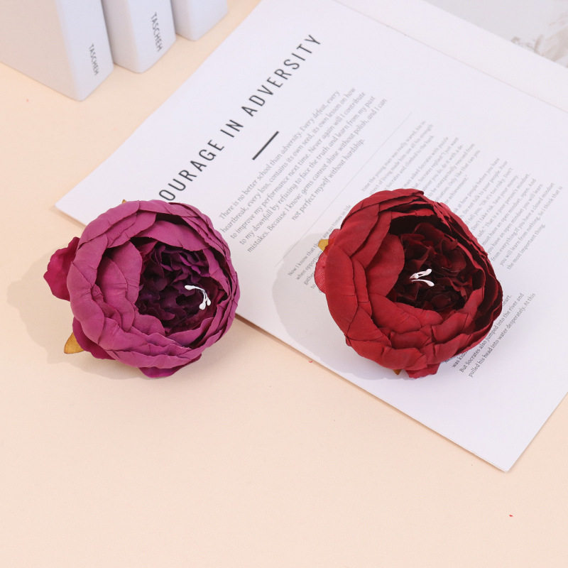 仿真花头苞心牡丹花朵礼盒装饰花墙制作跨境绢花婚庆背景软装假花