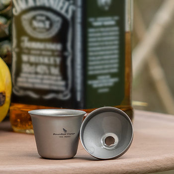 Biwei Pure Titanium Double-Layer Mini Wine Glass 15ml Ultra-Light Portable Mini Tea Cup Titanium Cup